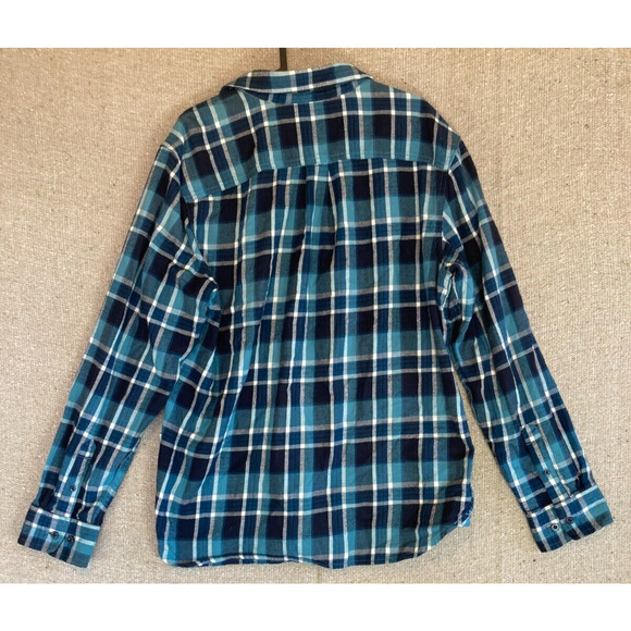 Mens Sz Medium THE NORTH FACE Plaid Flannel Blue White Long Sleeve Shirt - Picture 7 of 7